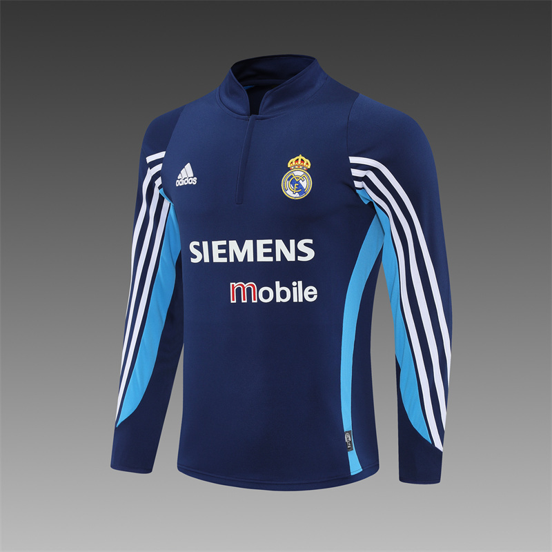 03/04 Real Madrid Retro Training Uniform Long- Sleeve Football Shirt