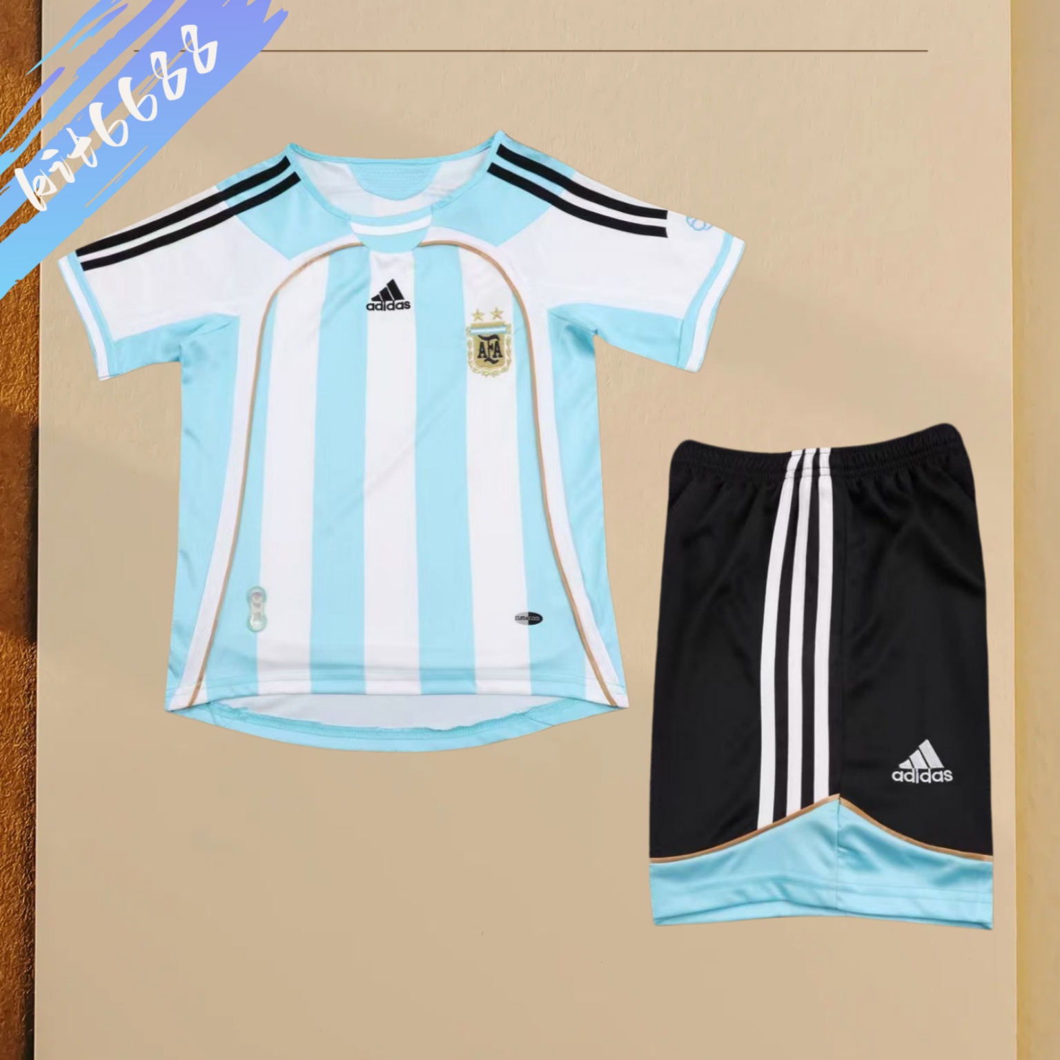 2006 Argentina home Retro  Football Shirt ( Kids Kit )