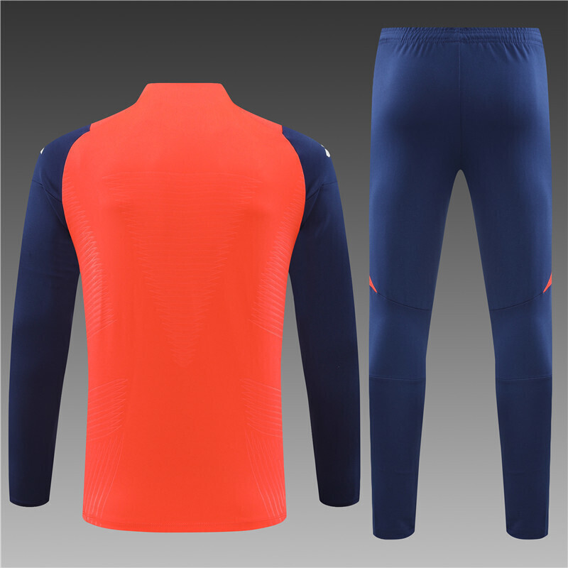 24/25 Manchester United Orange Red Half Zip Training Kit (Adult Kids Kit)