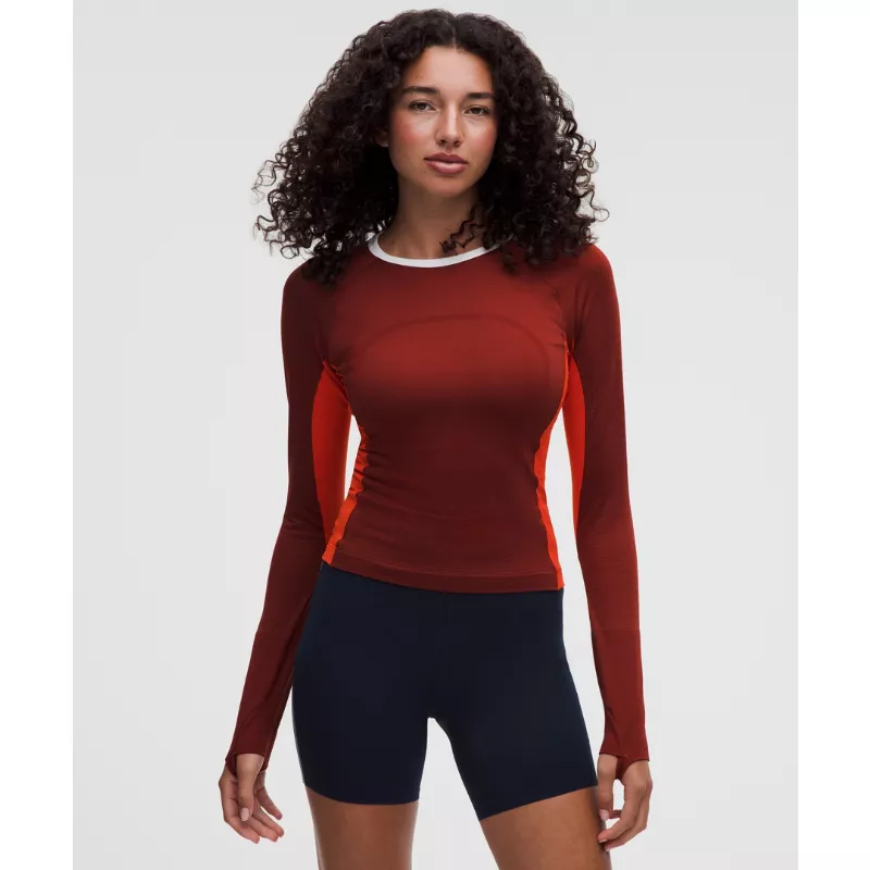 Swiftly Tech Long-Sleeve 2.0 Waist Length Colour Block