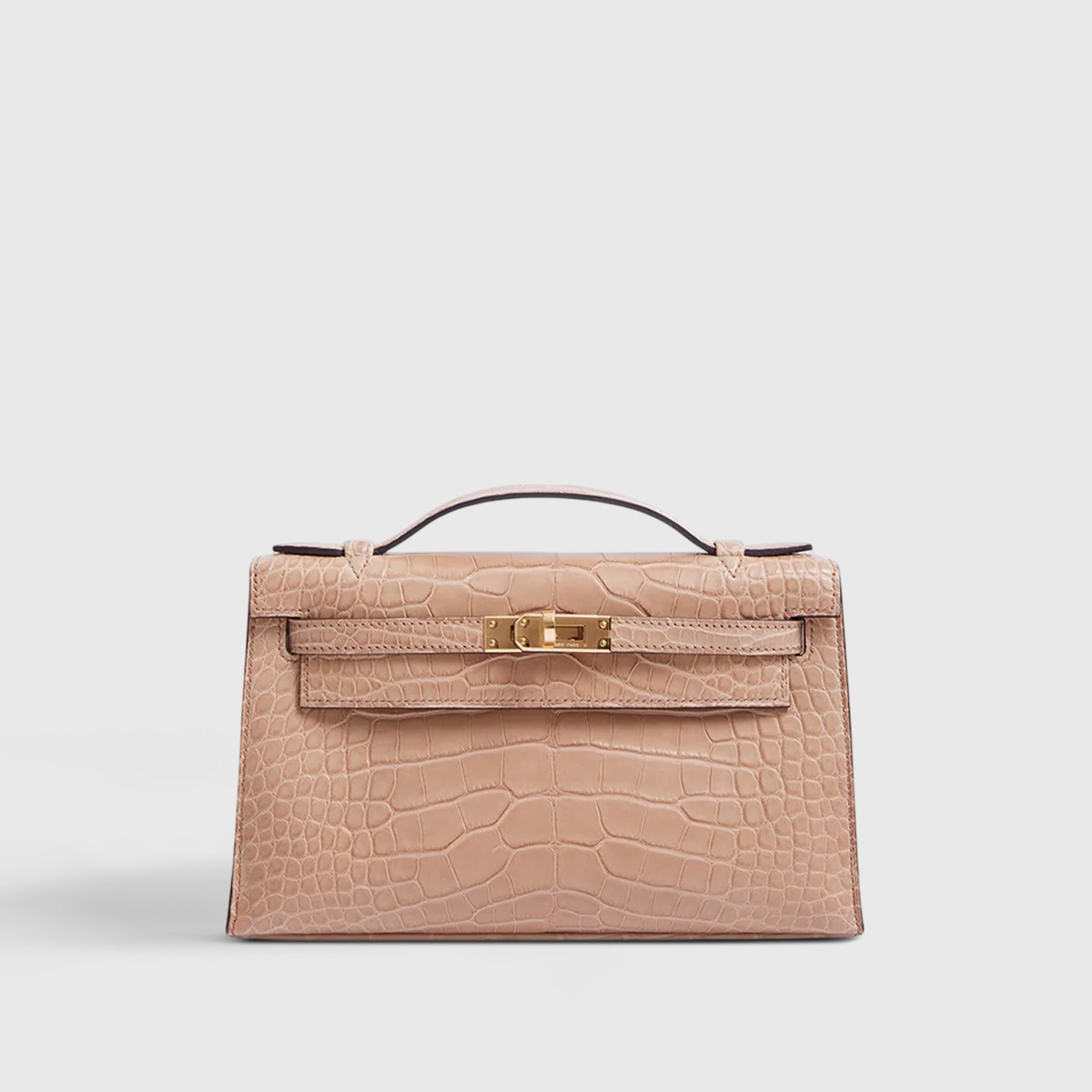 Hermès Kelly Pochette Mini Alligator Chai Matte Gold Hardware