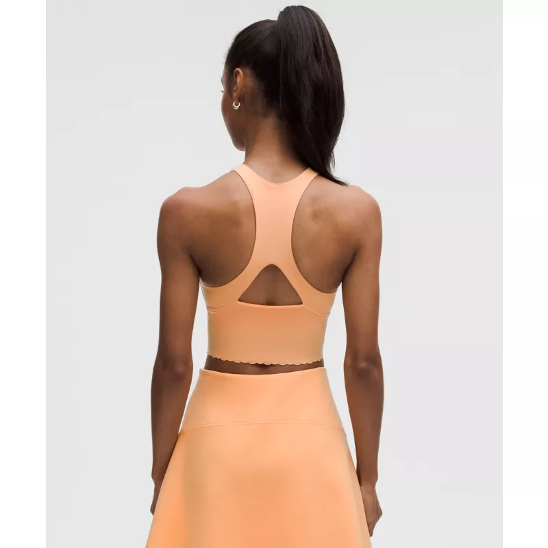 Scallop-Hem High-Neck Tennis Tank Top Medium Support, B/C Cup