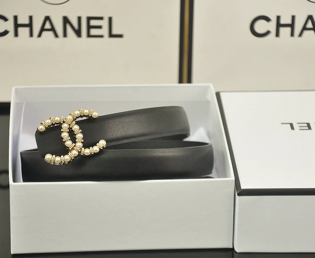 6 color double C pearl rhinestone belt