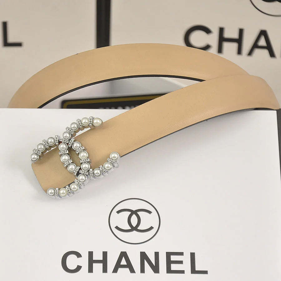 6 color double C pearl rhinestone belt