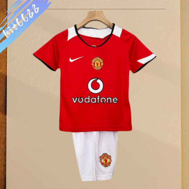 05/06 Manchester United home ground Retro Football Soccer Kids Kit