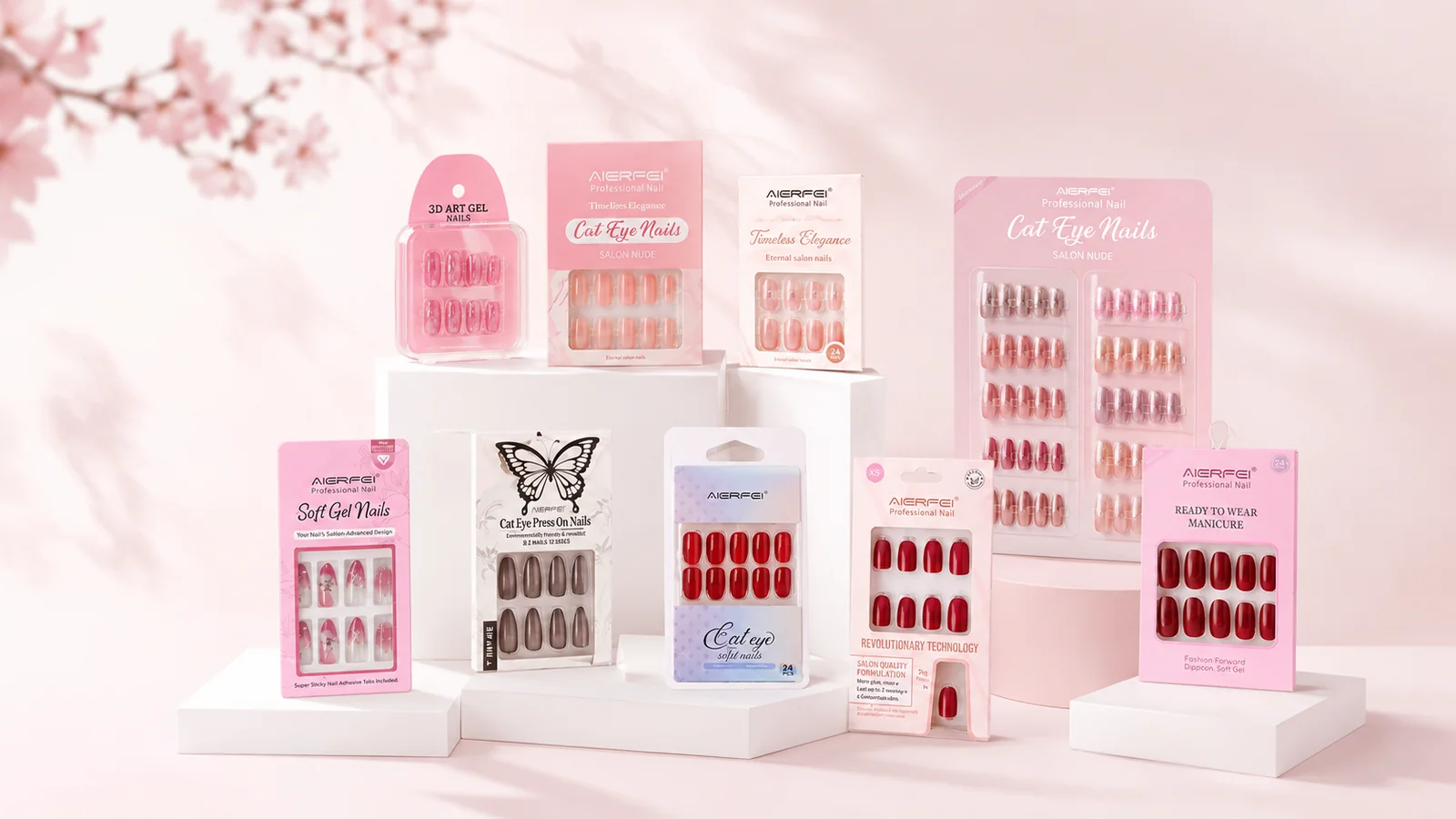 Private Label Press-On Nail Packaging Display for Beauty Brands