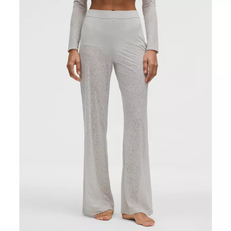 Paisley Lace Jacquard High-Rise Flared Pant