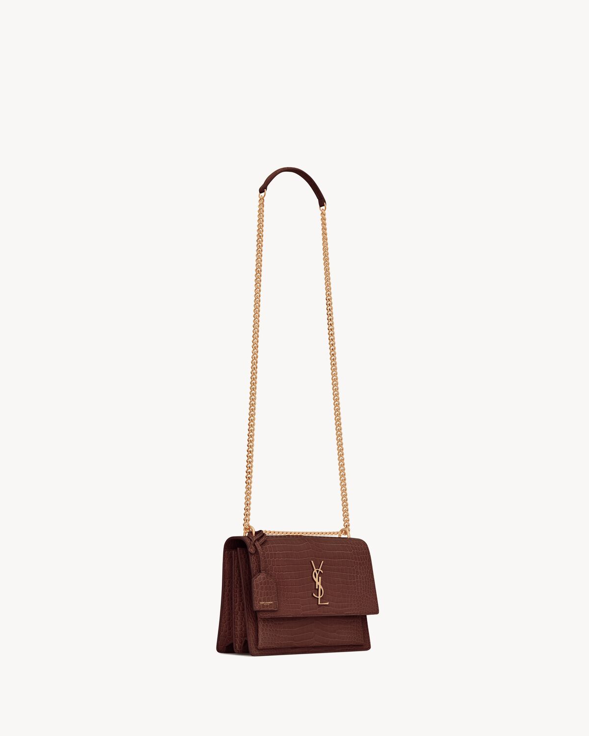 sunset medium in crocodile-embossed leather RED VELVET
