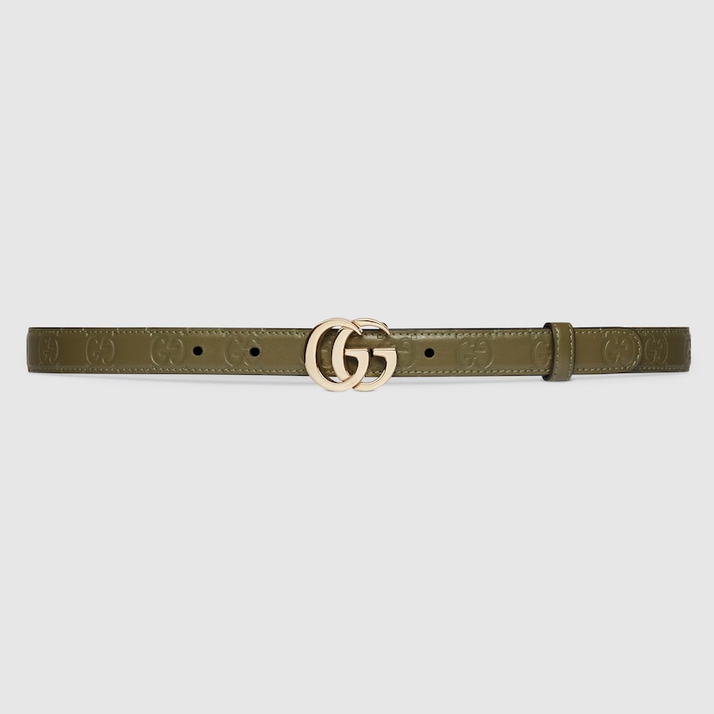 GG Milano thin belt Green GG leather