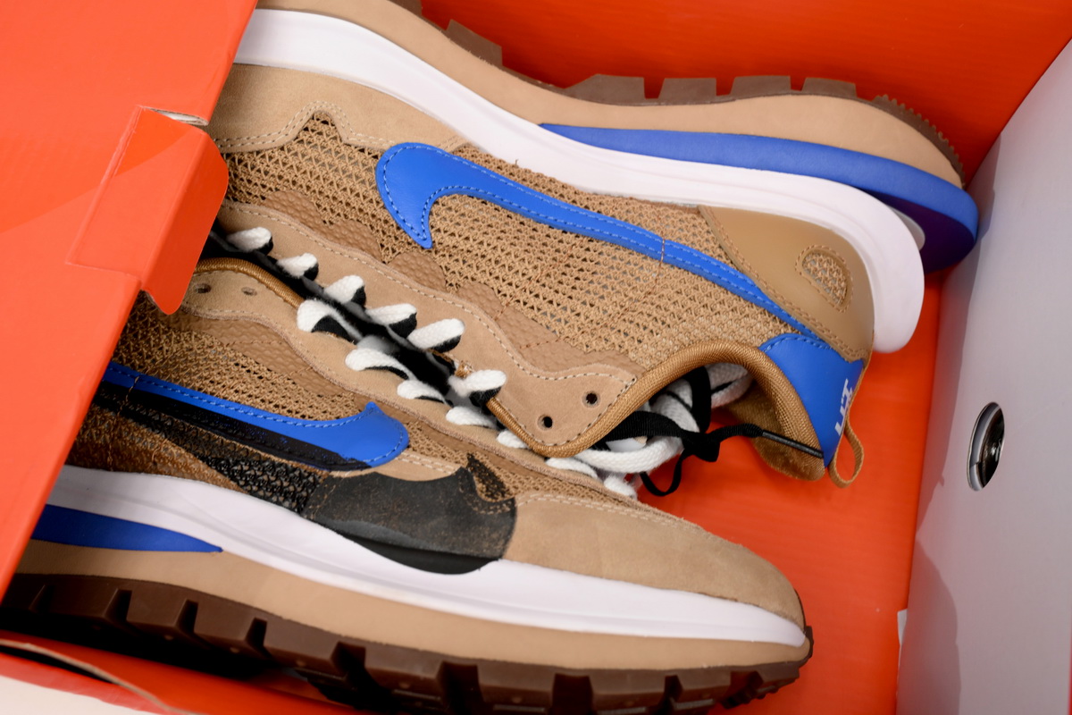 Sacai x Nike VaporWaffle Sesame Brown Blue Black CV1363-201