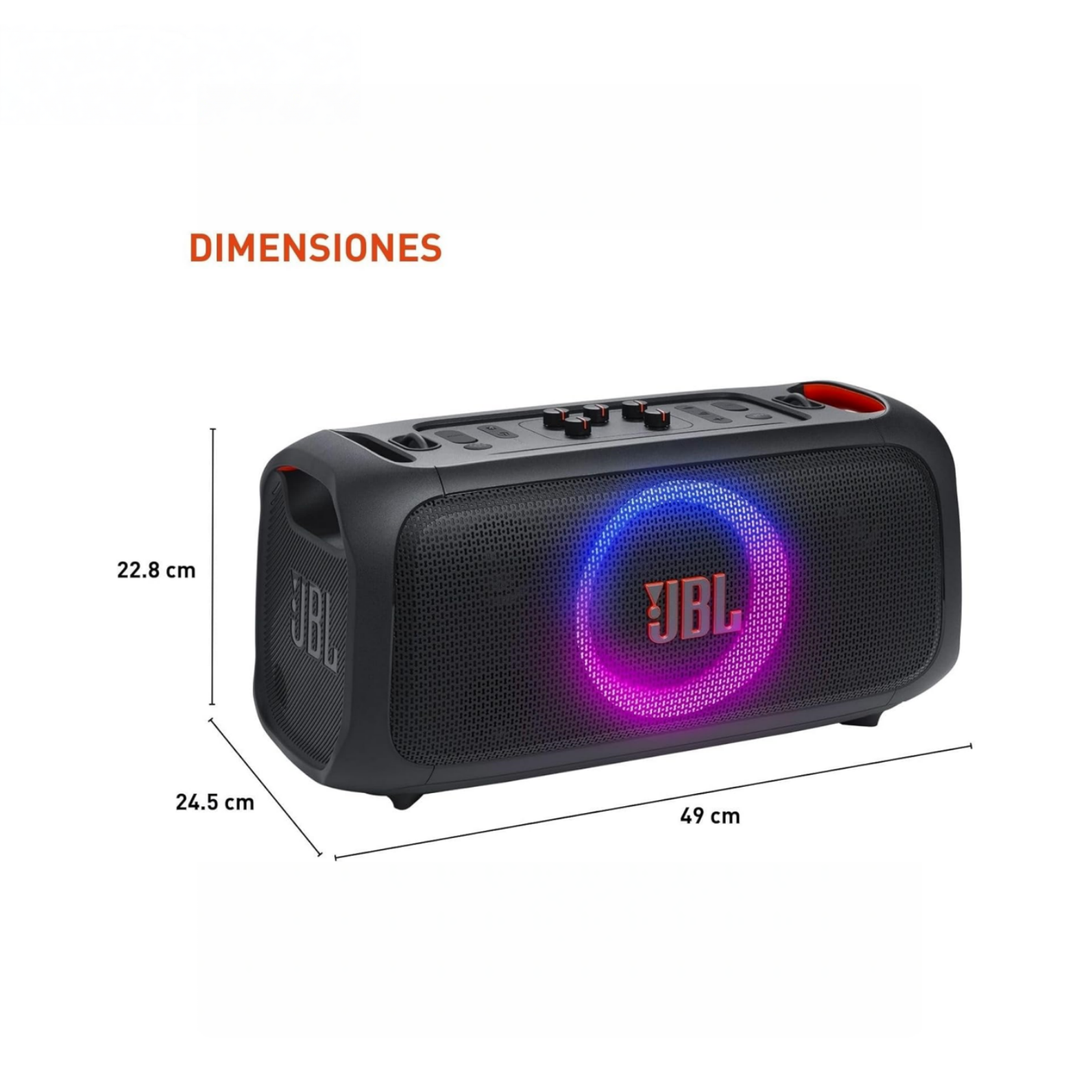 JBL PartyBox On-The-Go Essential Portable Bluetooth Light Effect Speaker. 100W Power. 6 Hour Playback. IPX4 Splash Resistant - Black