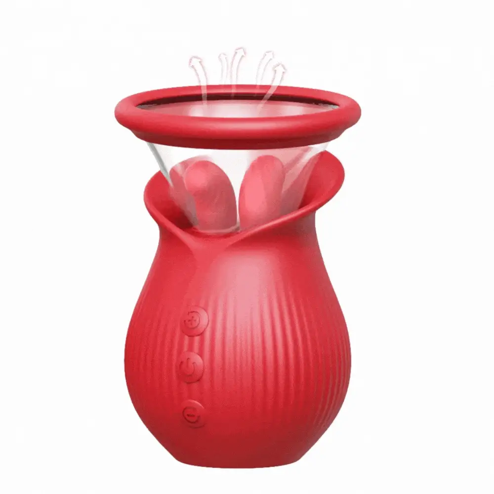 Mlovexy - Rose Romeo - 3in1 Rose Sex Toy with 2 Suction Cups Adult Toys Female Clitoral Nipple Vibrators with 10 Licking Sucking Vibrating