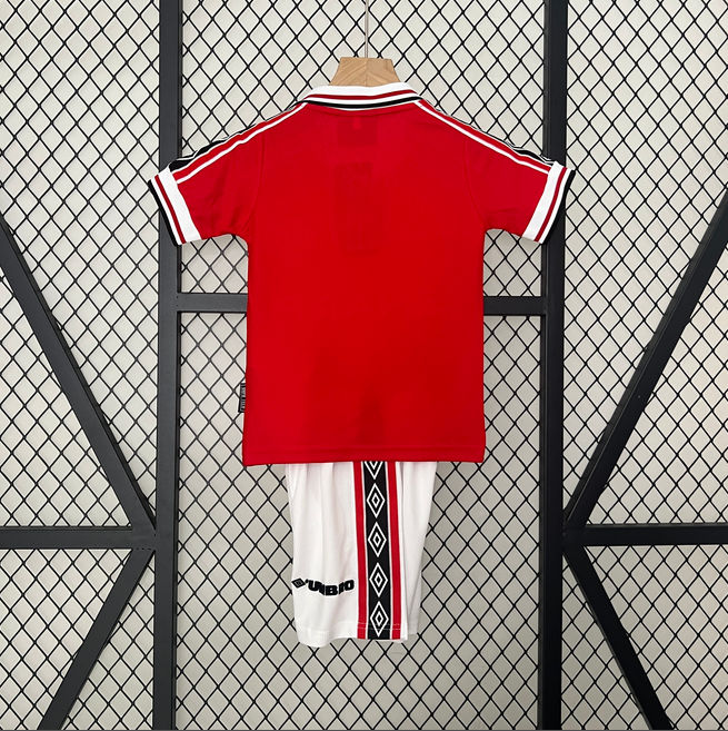 98/99 Manchester United home ground Retro Football Soccer Kids Kit