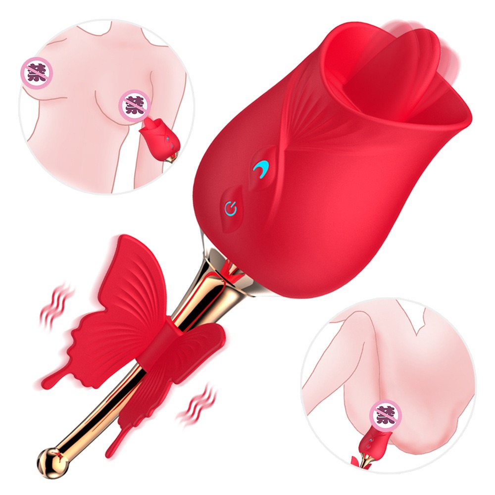 10-Frequency Vibration Tongue Licking Rose Vibrator