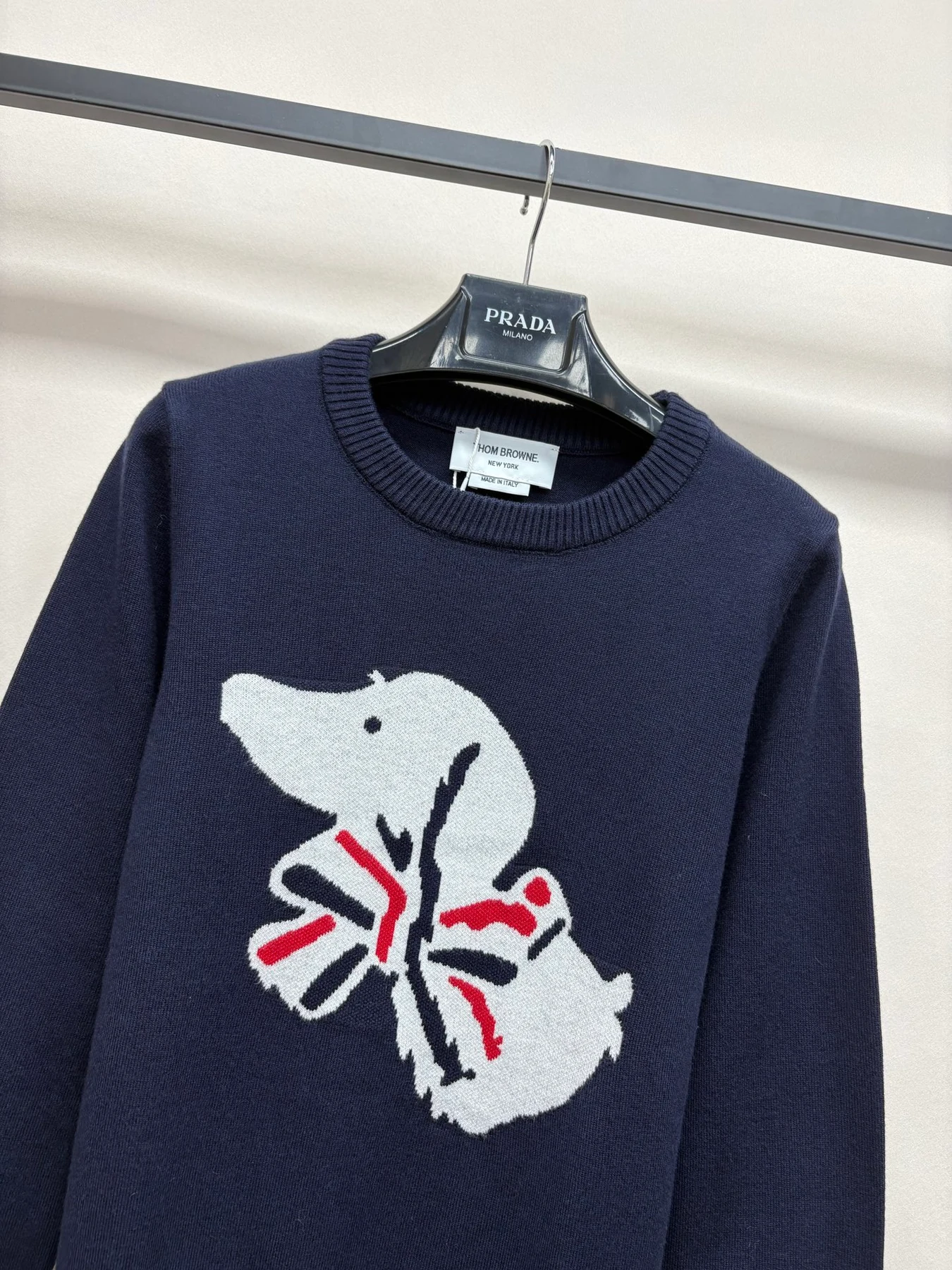 Thom Browne 25FW gestrickt Hund-Motiv Blau Sweatshirts BJ521679