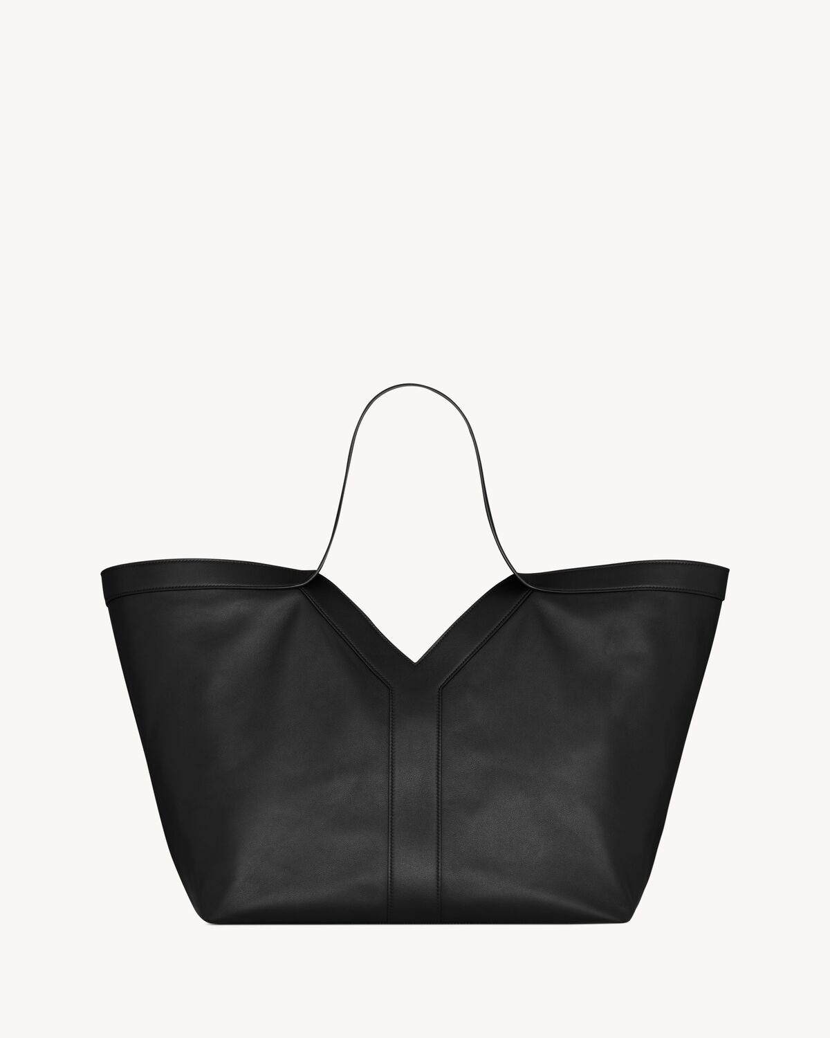 y tote in leather BLACK