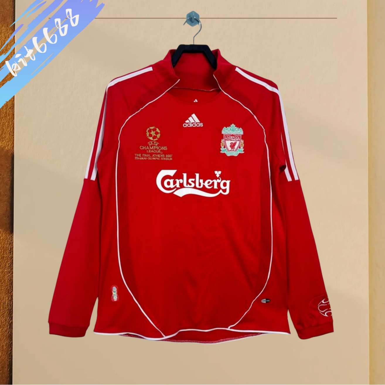 06/07 Liverpool home Retro Champions League version long sleeves Football Shirt