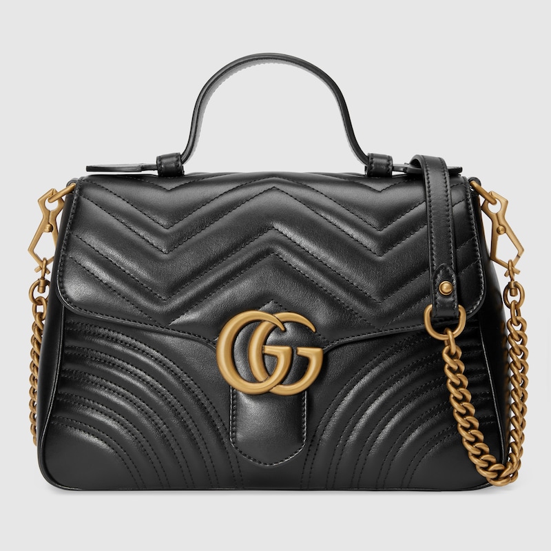 GG Marmont medium top handle bag Black
