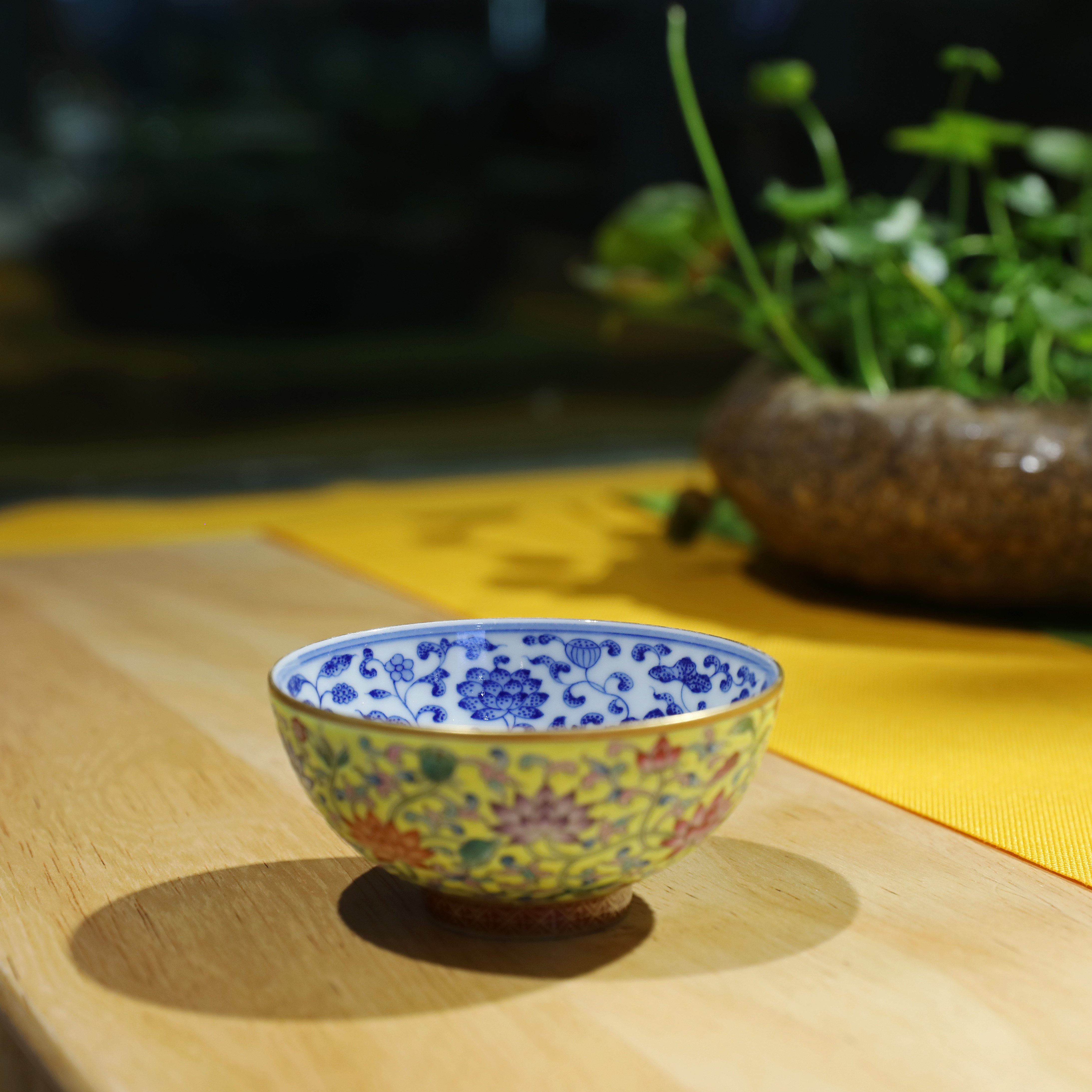 Premium Hand-Painted Tea Ware • Exquisite Lotus Scroll • Antique Enamel Tea Tasting Cup • Jingdezhen Blue and White Porcelain