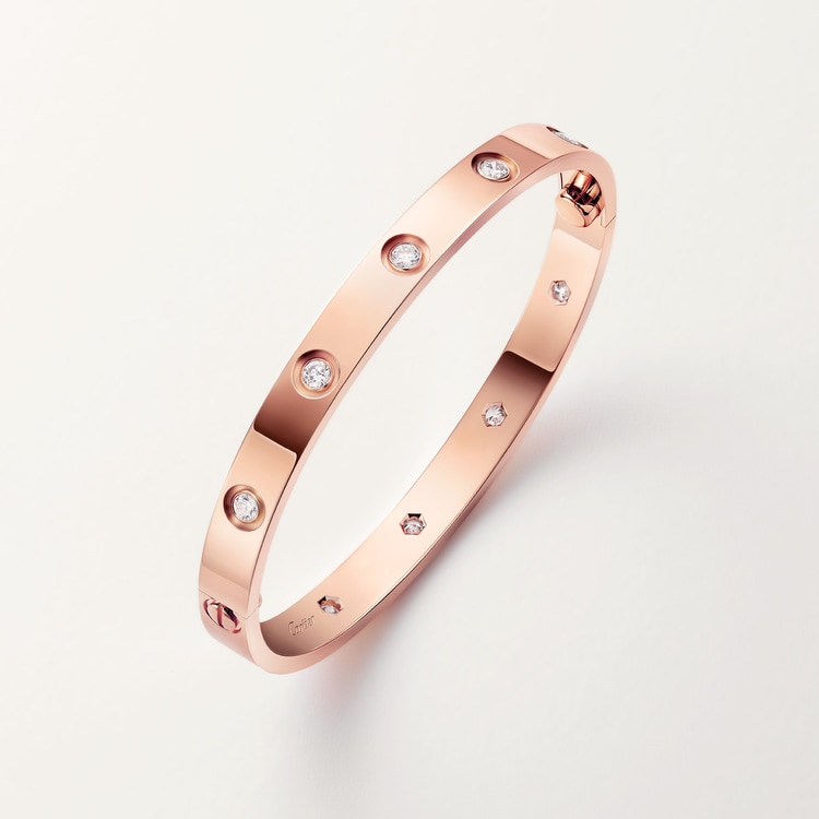 LOVE bracelet, classic model,10 diamonds Rose gold 6.1 mm