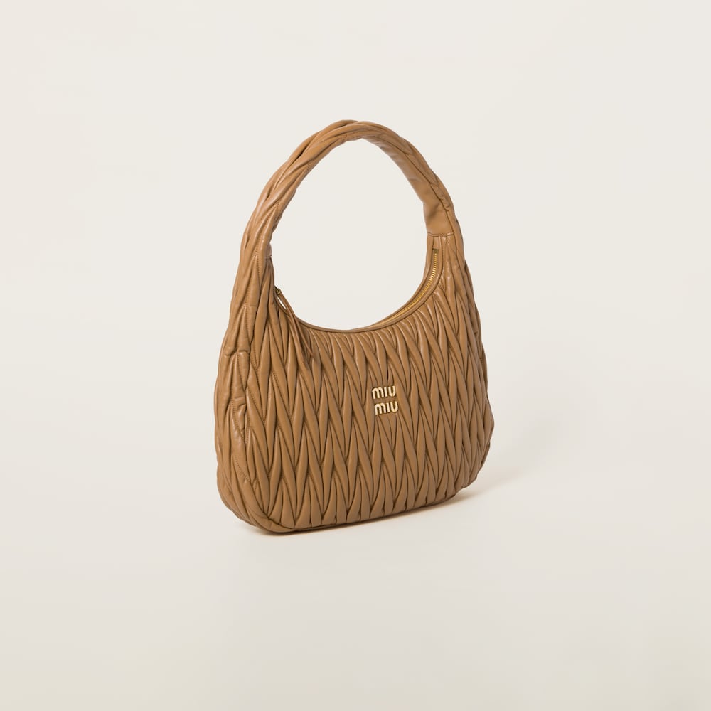 Wander matelassé nappa leather hobo bag Caramel