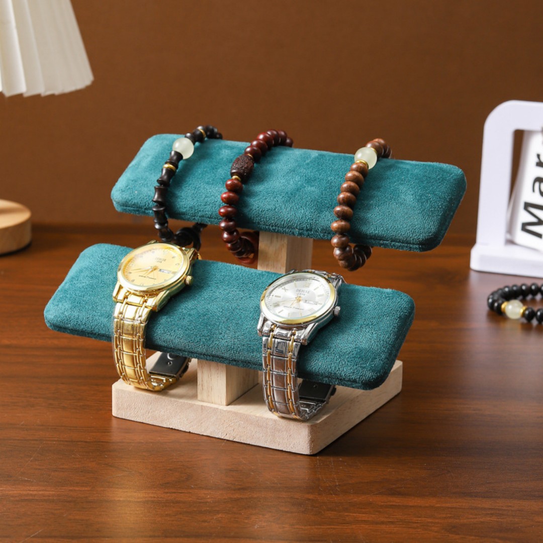 Solid Wood Single-Tier Watch Bracelet Display Stand Beaded Bracelet Storage Rack Bracelet Jewelry Display Stand Live Streaming Display Stand custom logo