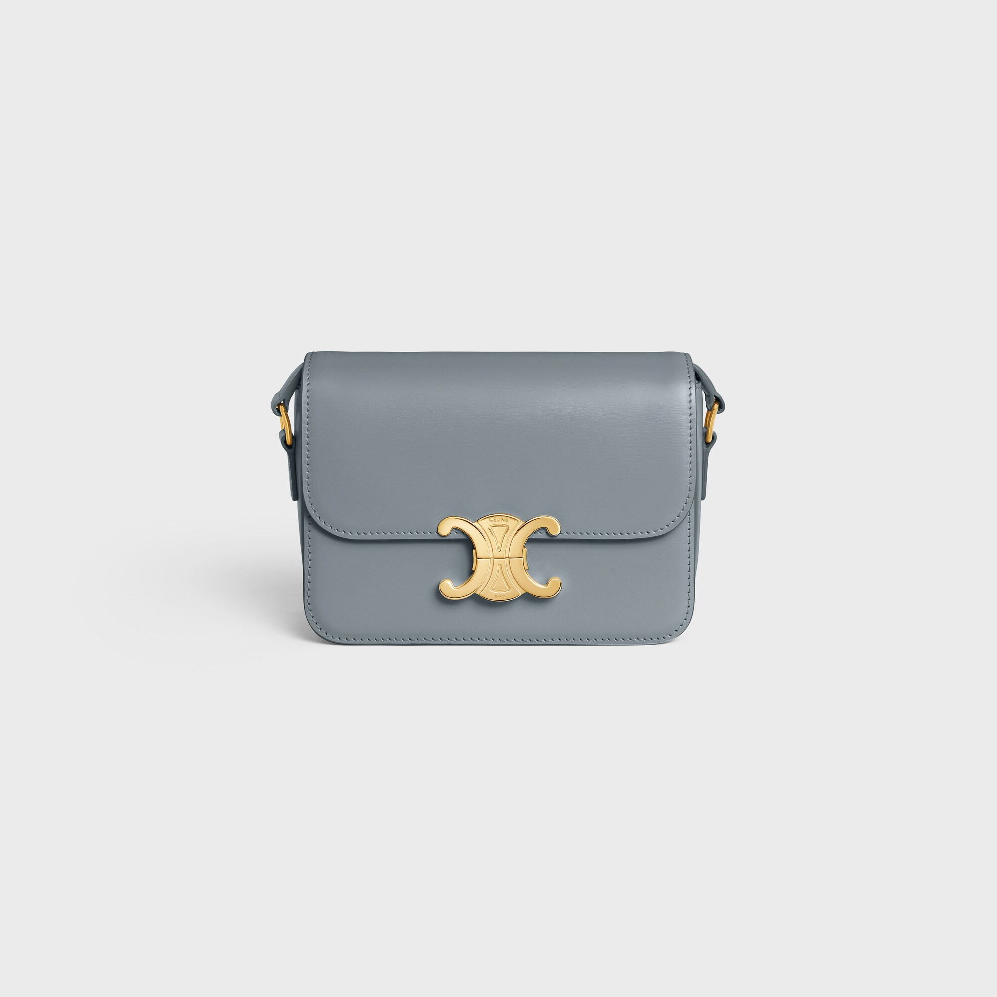 Teen Triomphe Bag in shiny calfskin BLUE GREY