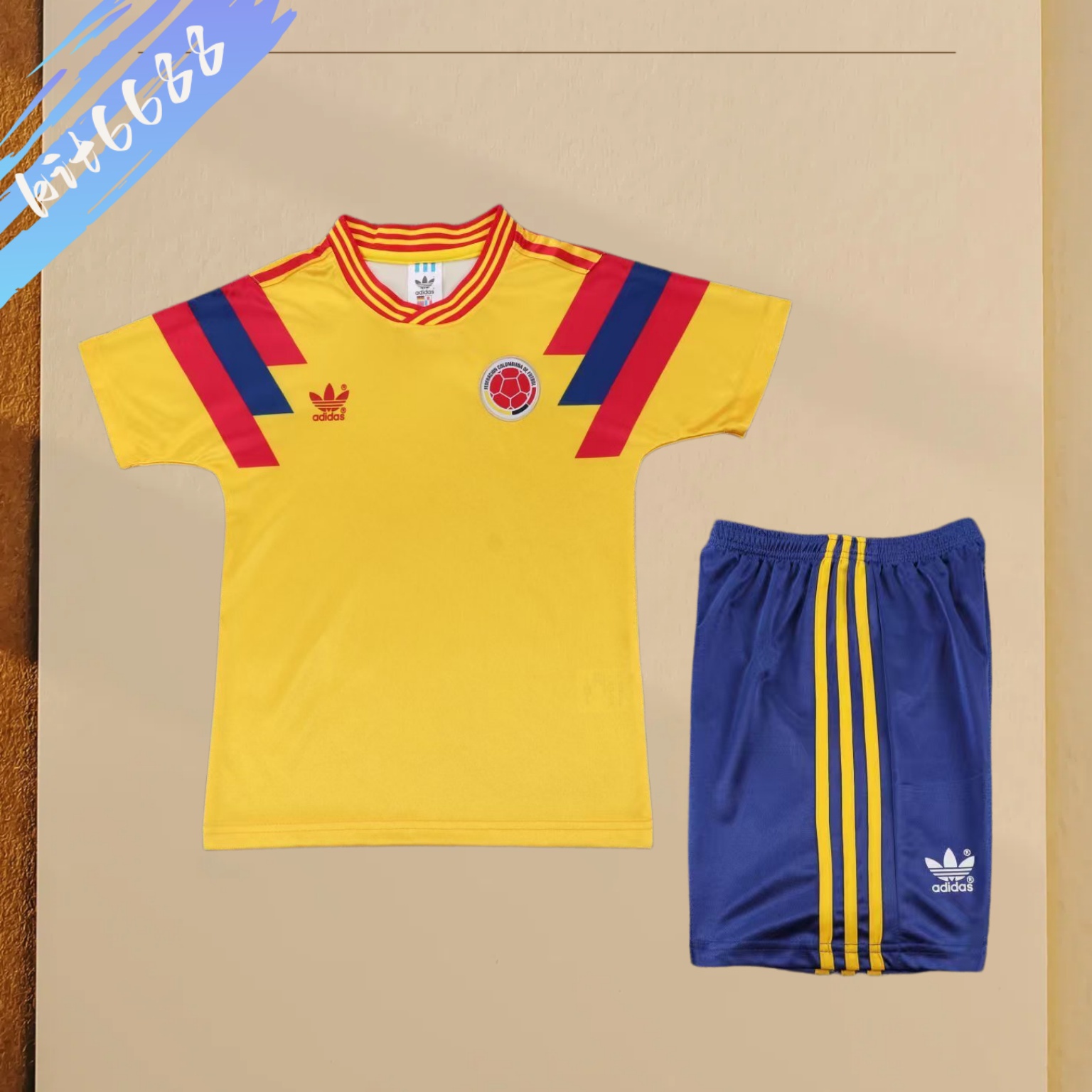 1990 Colombia home Retro Football Shirt Kids Kit