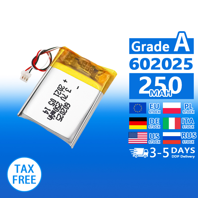 Pouch Lithium Ion Batteries 602025 602030 3.7v 250mAh 300mAh