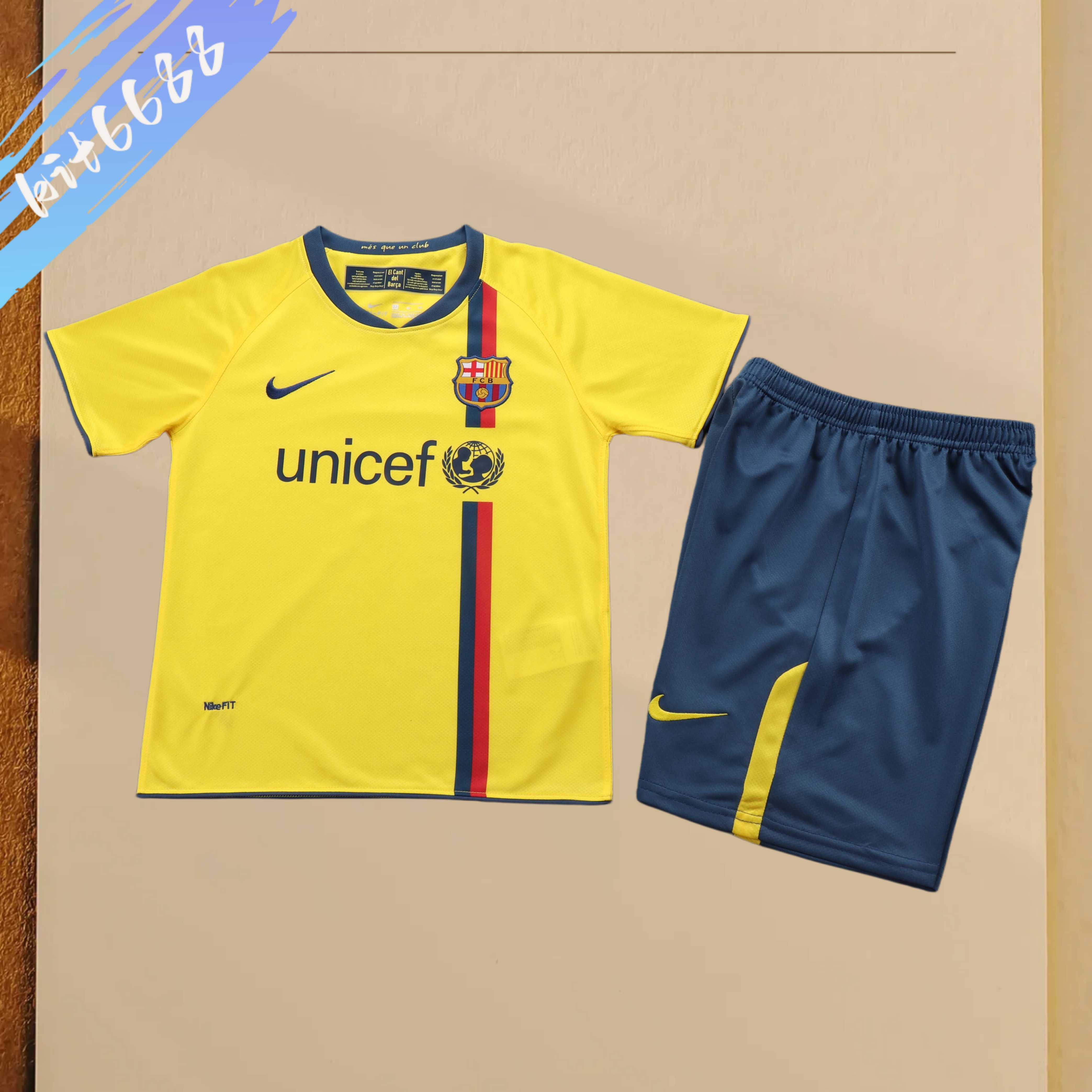 2008/2009 Barcelona Away Retro Kids Kit(Kids Kit)