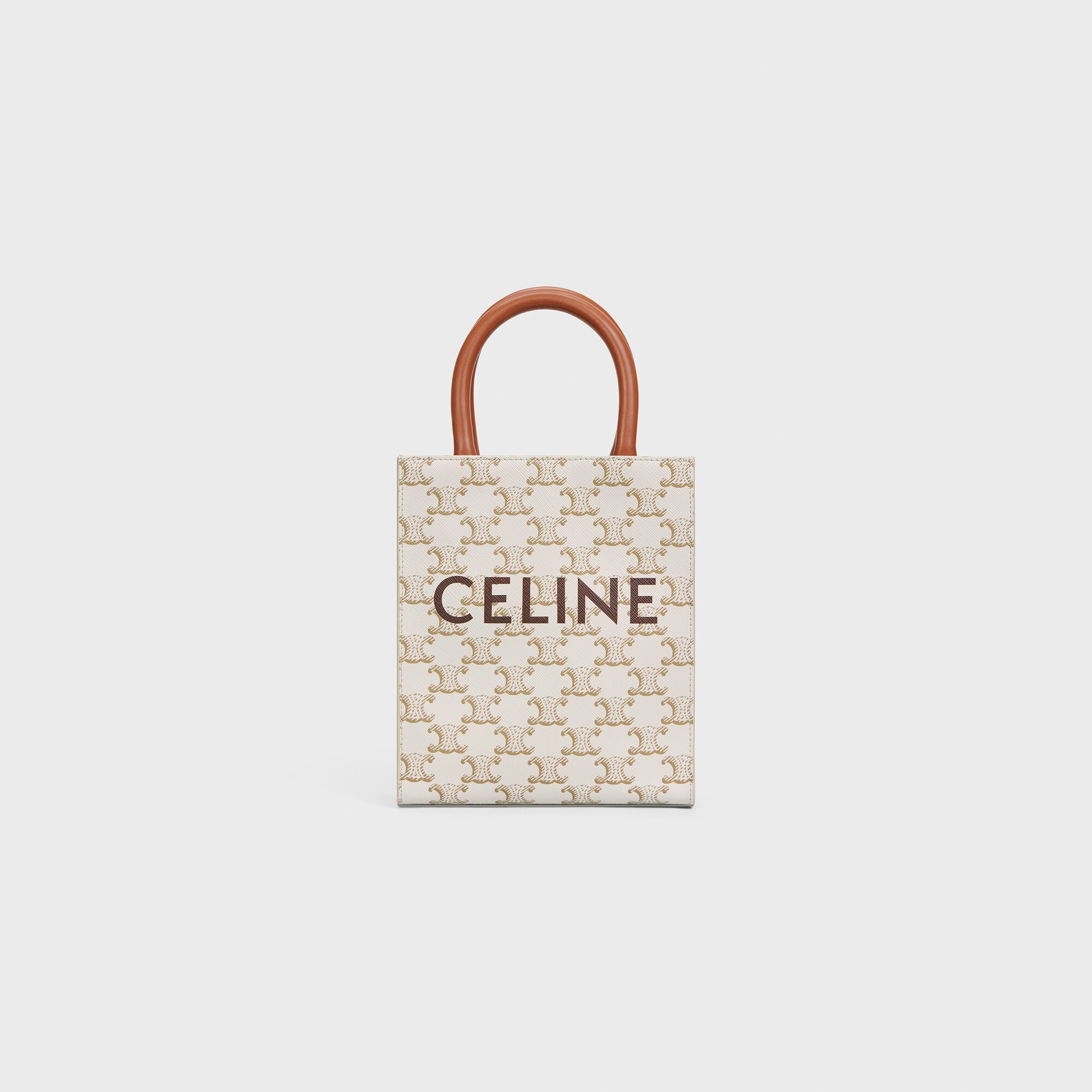 Mini Vertical Cabas IN Triomphe Canvas with Celine print WHITE