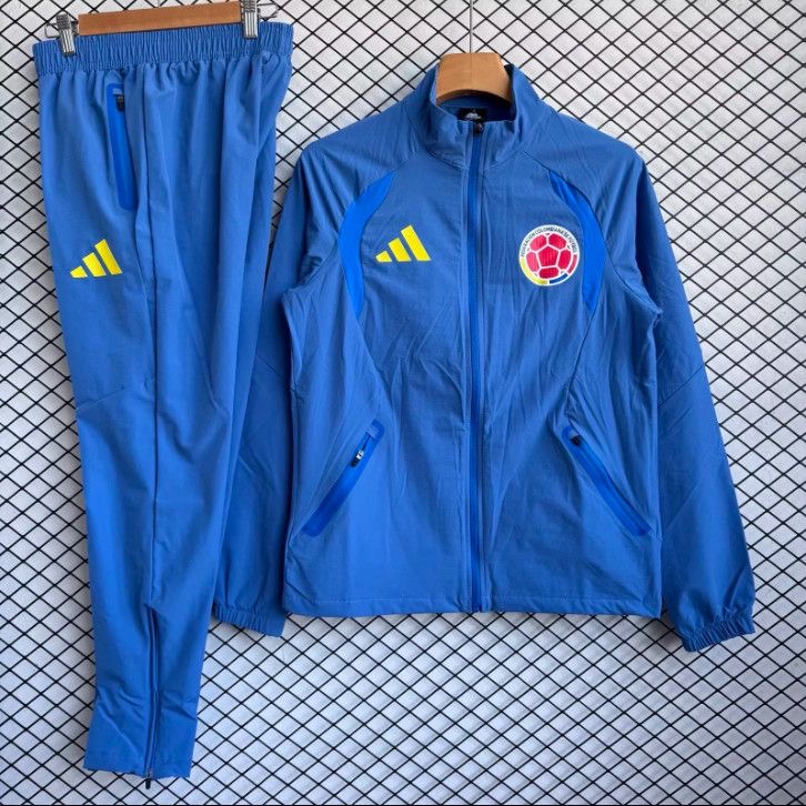 2026 Colombia Blue Full Pull Windbreaker Football Jacket