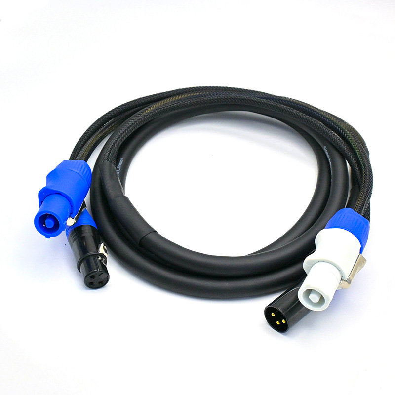 1m Powercon 3 Pin XLR DMX Combo Cable TR225-1-BLK