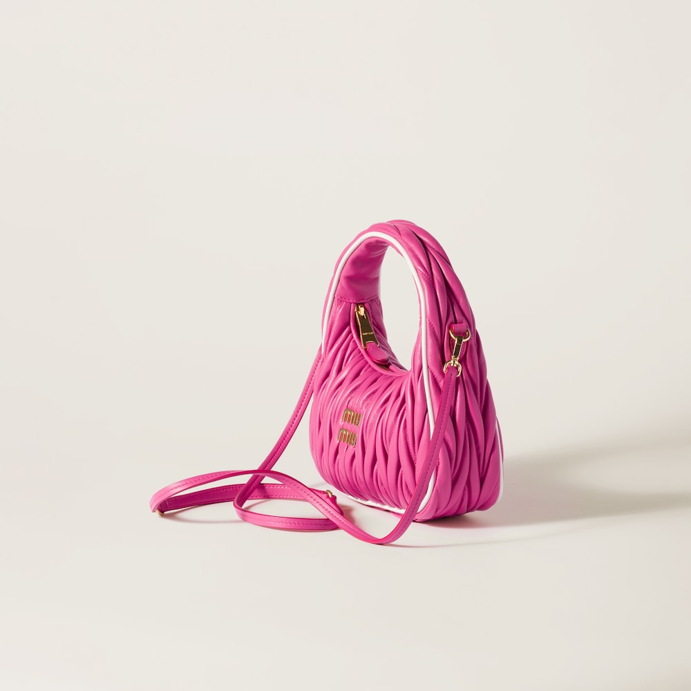 Wander matelassé nappa leather bag Fuchsia/White