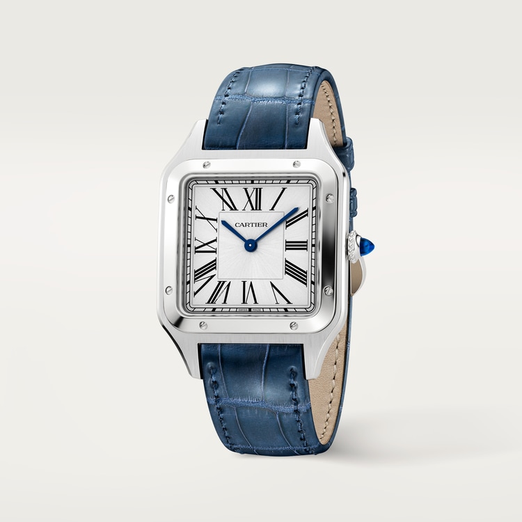 Santos-Dumont watch Large model Satin-brushed silver dial 43.5 mm x 31.4 mm