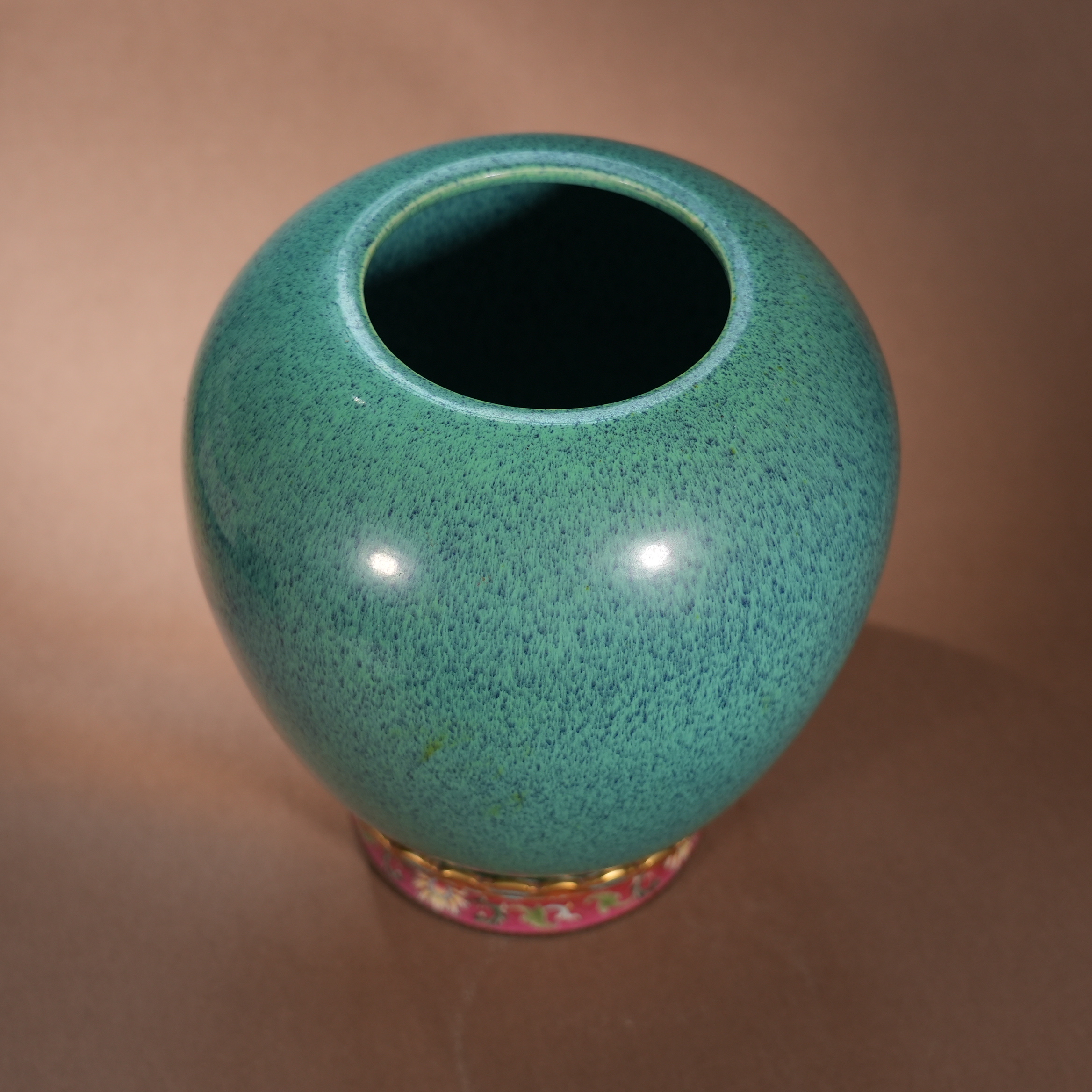 Ancient Chinese Famille Rose and Jun-Glazed Double Gourd Vase with Elephant Handles