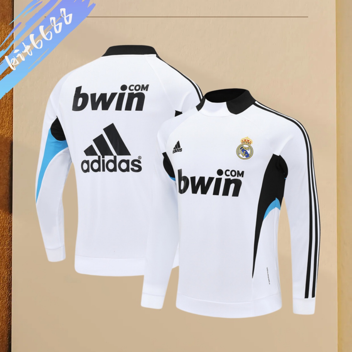 08/09 Real Madrid Retro Training Uniform Long- Sleeve Football Shirt