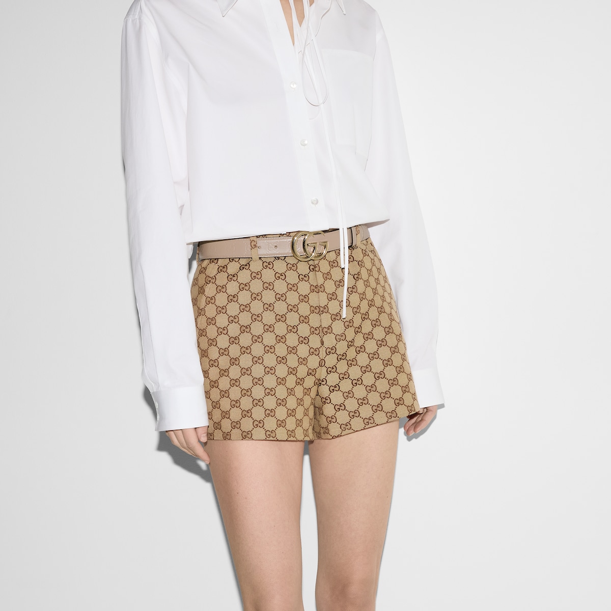 GG Marmont thin belt Taupe GG leather