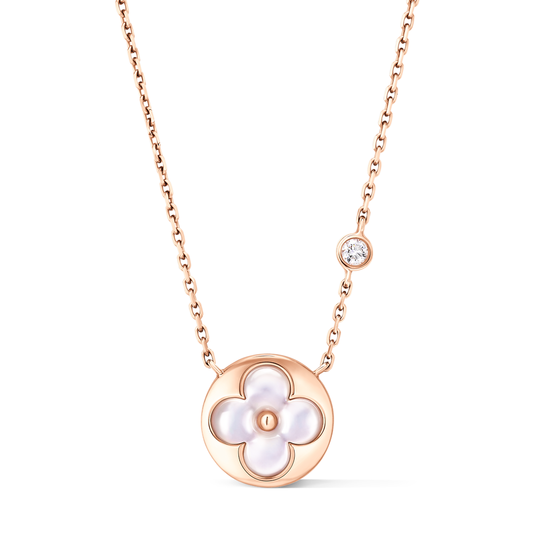 Color Blossom BB Sun Pendant, Pink Gold, White Mother-of-Pearl and Diamond Q03788