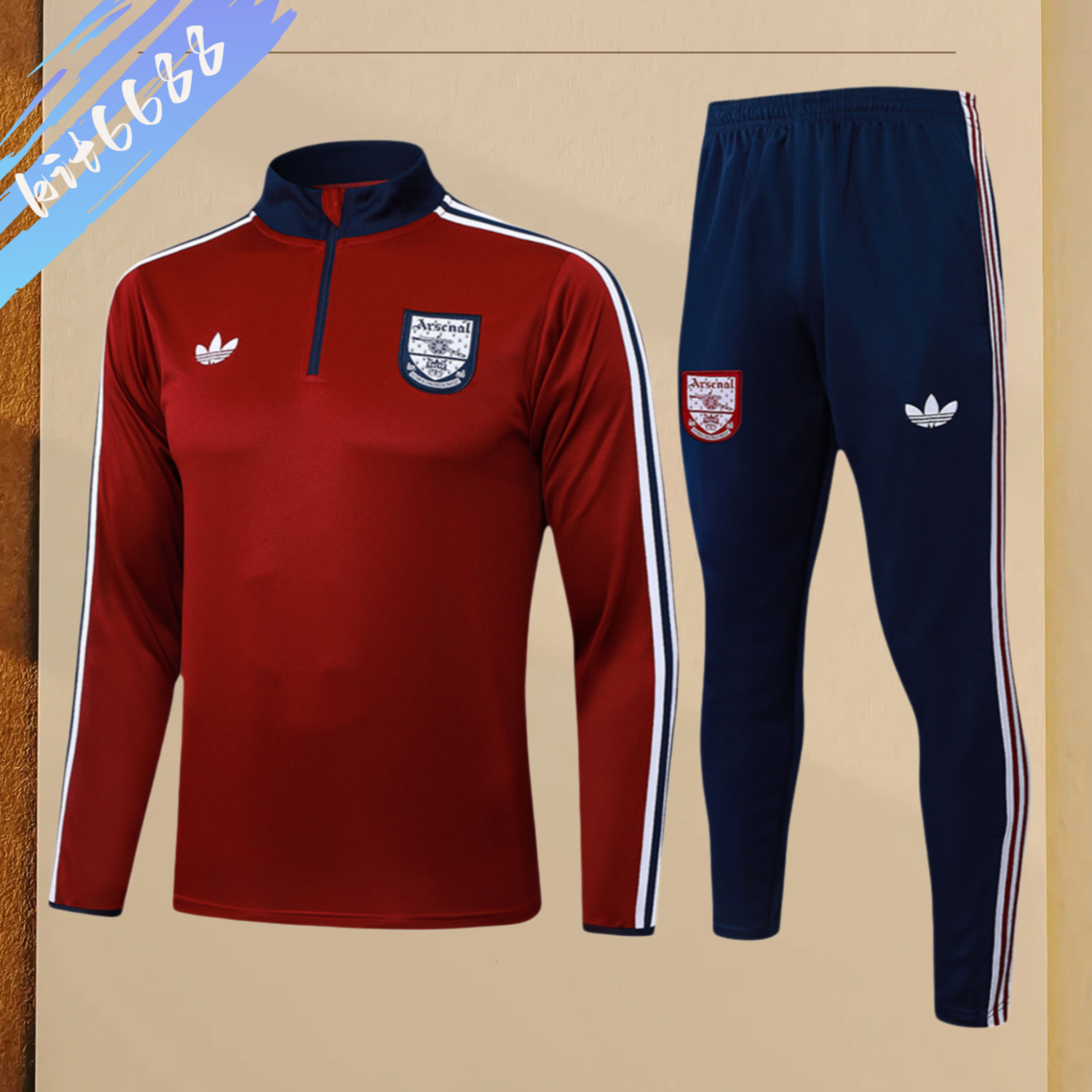 2025/2026 Arsenal Burgundy Kids Half Zip Training Clothes (Kids Kit)