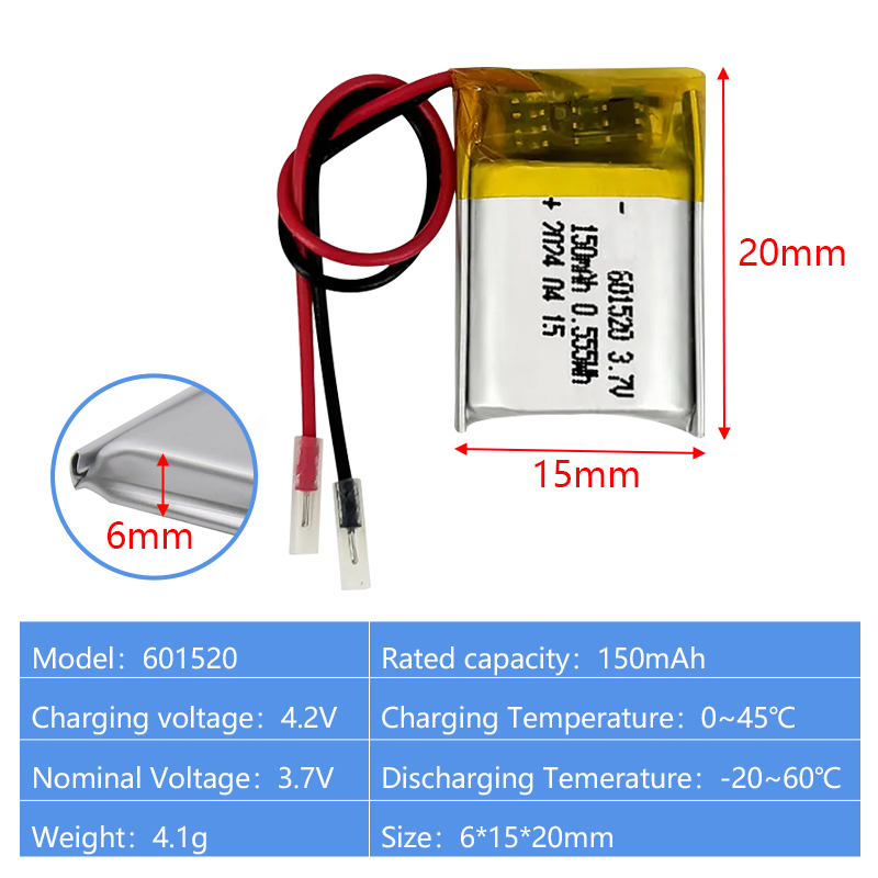 Pouch Lithium Ion Batteries 601220 601225 3.7v 110mAh 150mAh