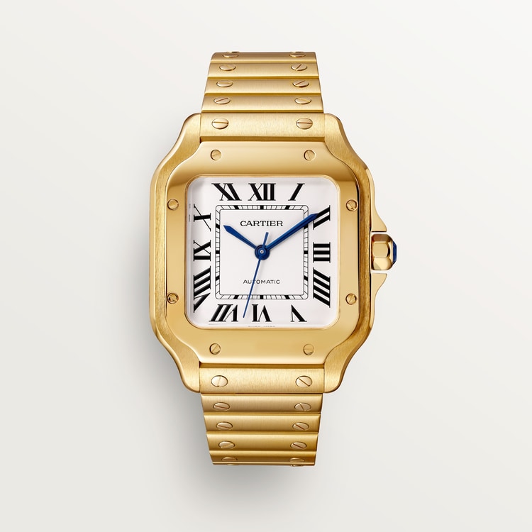 Santos de Cartier watch Medium model Silvered opaline dial 35.1 mm
