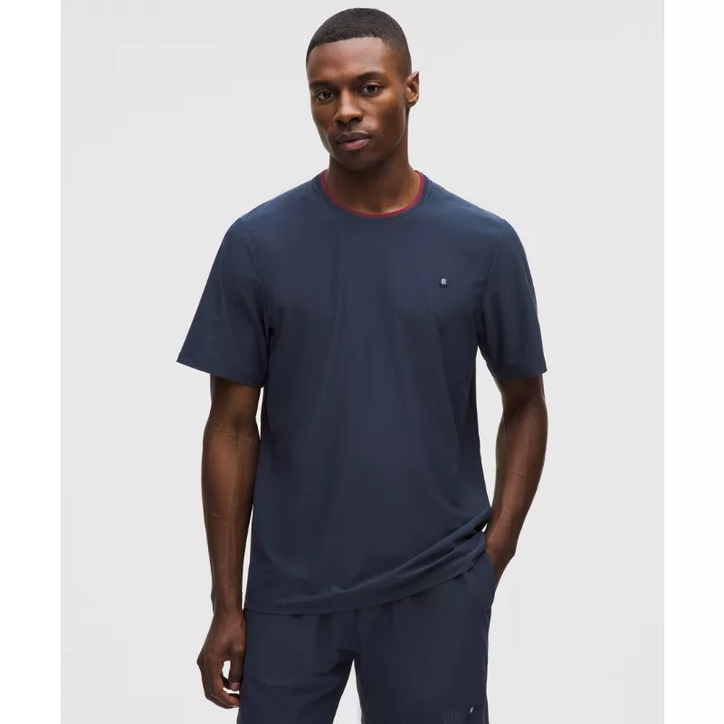 UV-Protective Striped Mesh Tennis T-Shirt