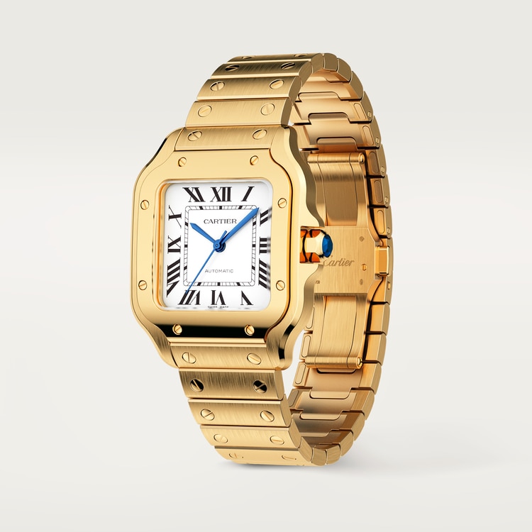 Santos de Cartier watch Medium model Silvered opaline dial 35.1 mm