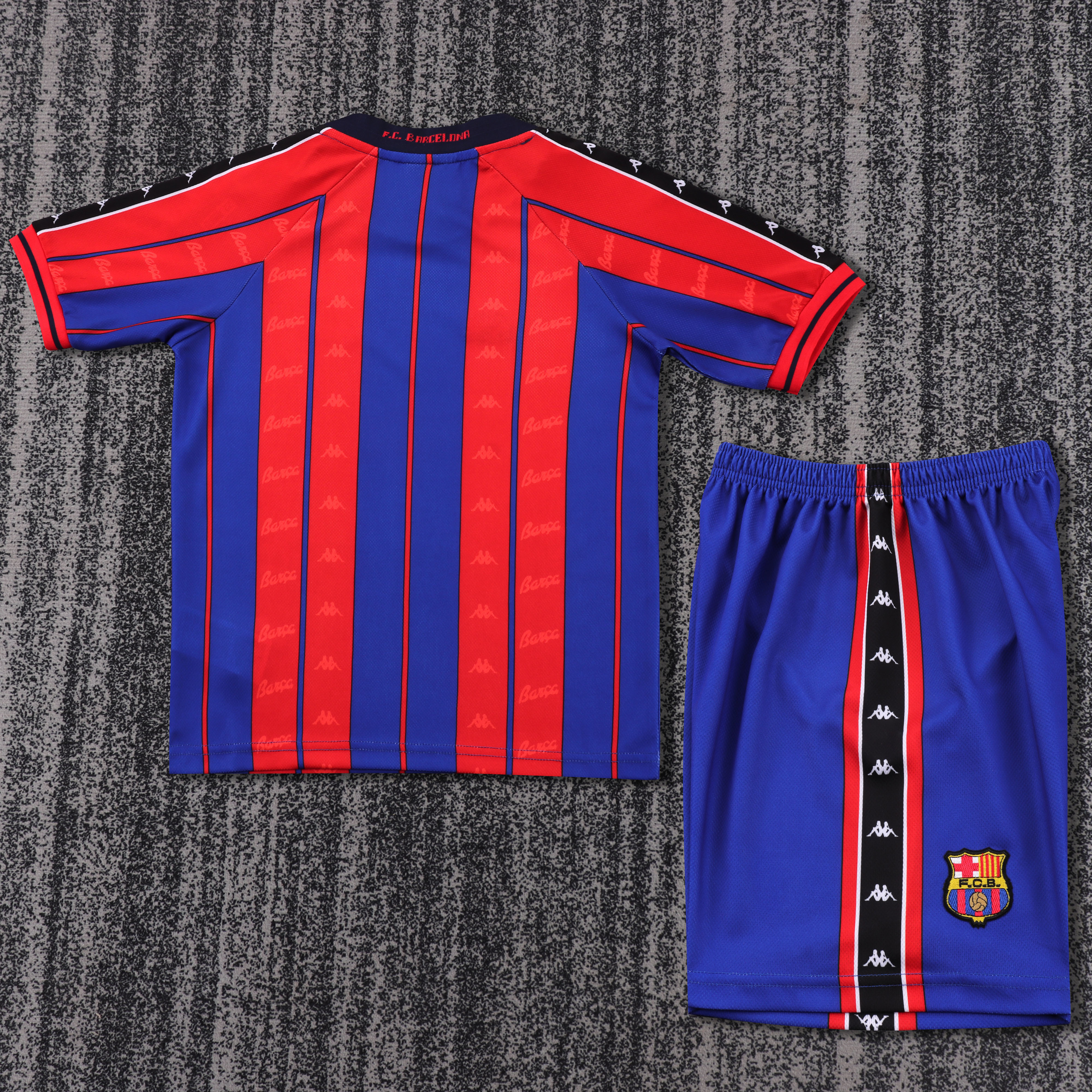 1997/1998 Barcelona home Retro Football Shirt (Kids Kit)