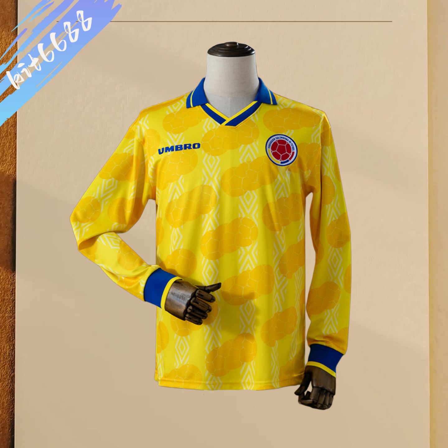 1994 Colombia home  Long-sleeved Retro Football Shirt