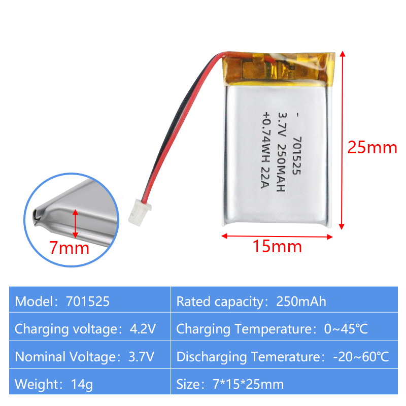 Pouch Lithium Ion Batteries 702030 702040 3.7v 400mAh 500mAh
