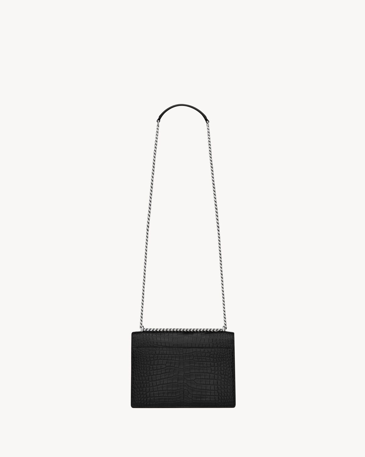 sunset medium in crocodile-embossed leather NOIR