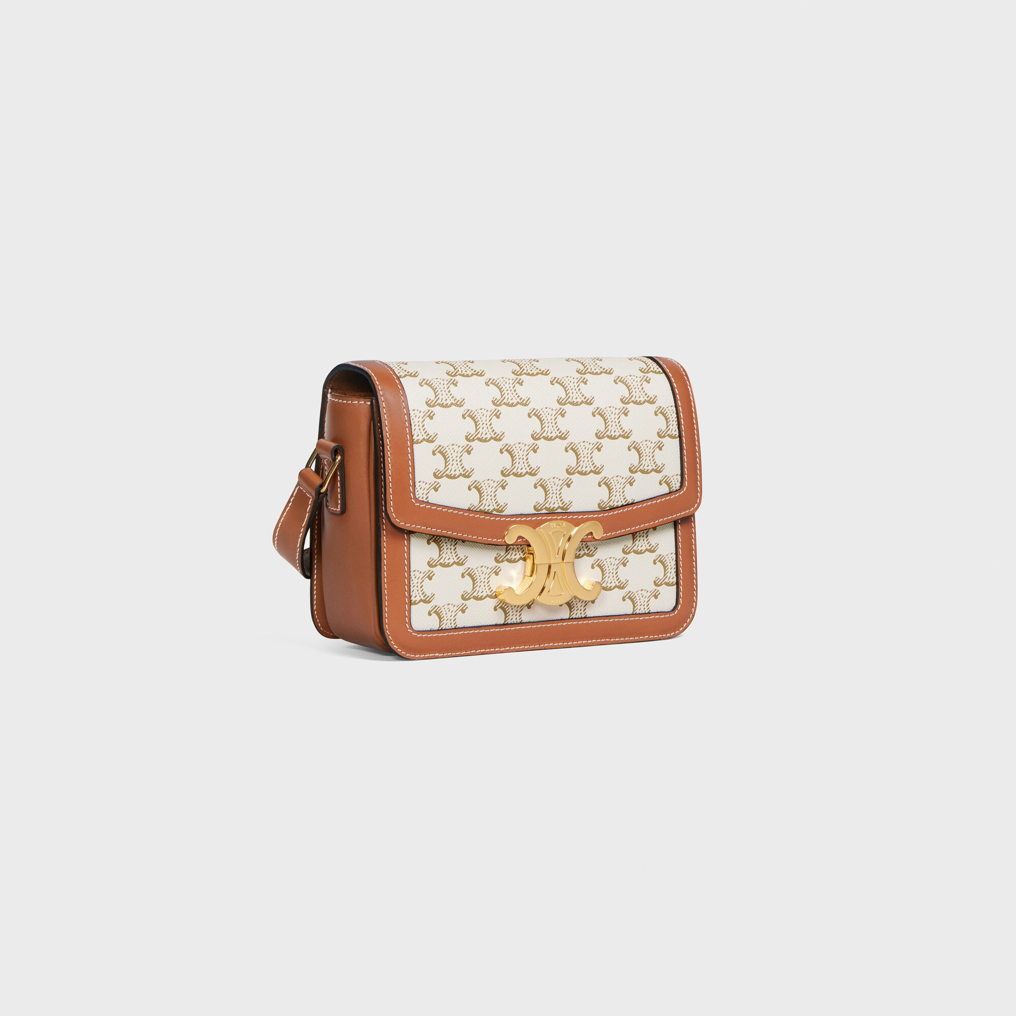 TEEN TRIOMPHE BAG IN Triomphe Canvas and Calfskin WHITE