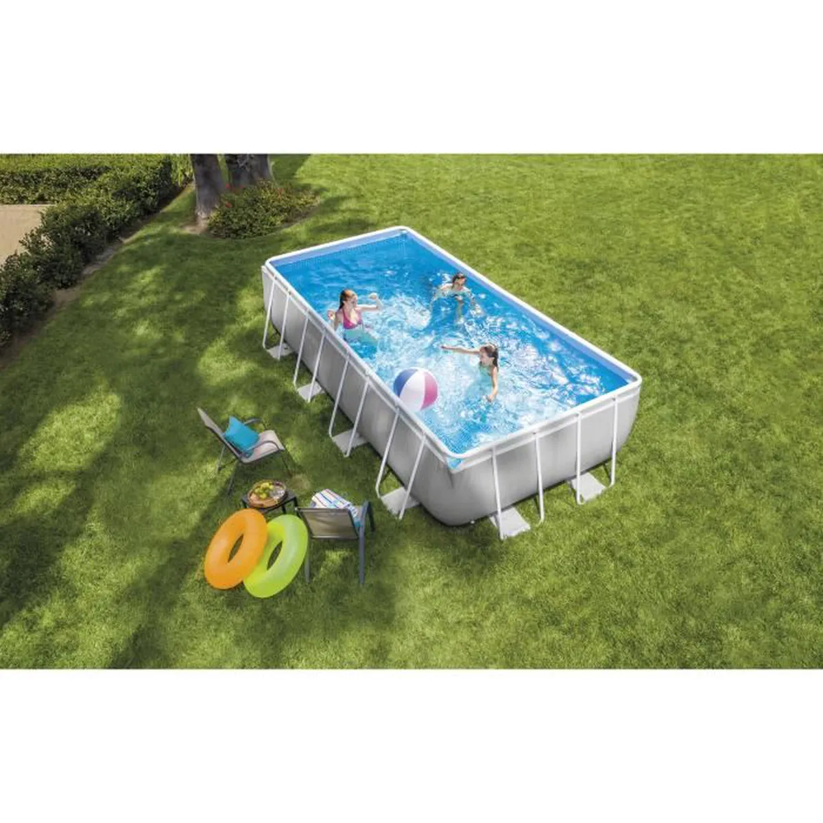 Kit piscine prism frame rect tubulaire (l)4.88 x (l)2.44 x (h)1.07m et chauffage solaire